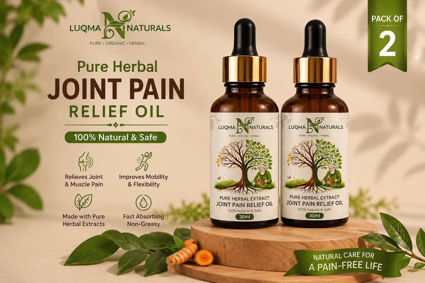 Pack Of 2 Herbal Pain Relief Oil